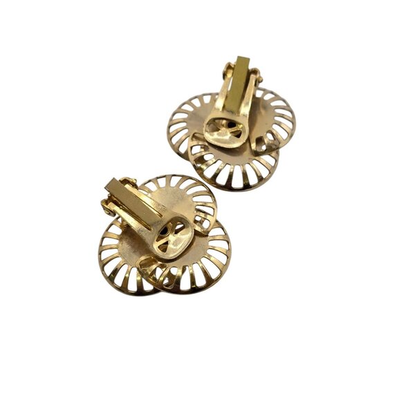 Vintage Plastic Layered Flower Earrings (A8009) - Picture 3 of 4